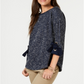 Charter Club Women's 3/4 Sleeve Bow Trim Top Blue Size Medium
