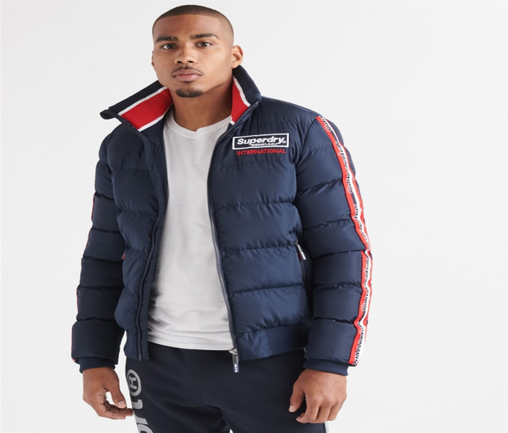 Superdry Men's Icon Sports Puffer Jacket Blue Size X-Large