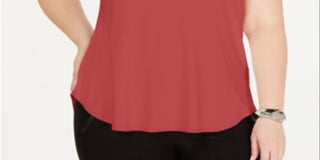 Alfani Women's Plus Satin Trim High Low T-Shirt Red Size 3X