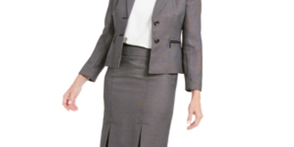 Le Suit Women's Pleated Hem Skirt Suit Black Size 2 Petite