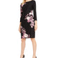 INC Iternational Concepts Women's Floral Long Sleeve Boat Neck Knee Length Evening Body Con Dress Black Size Small