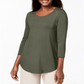 JM Collection Women's  Scoop-Neck Top in Regular and Petite  Green Size S