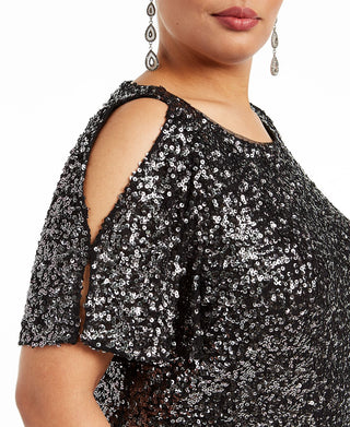 Alex Evenings Women's Nylon Short Sleeve Top Black Size 3X