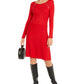 INC Iternational Concepts Women's Zip Detail Fit & Flare Sweater Dress Red Size XX-Large
