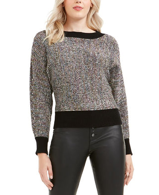 Bar III Women's Heather Long Sleeve Crew Neck Sweater Black Size Medium