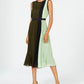 Alfani Women's Colorblocked Pleated MIDI Dress Green Size 6 Petite