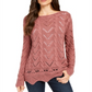 Style & Co Women's Pointelle Knit Scalloped Hem Sweater Pink Size XS
