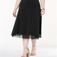 JM Collection Women's Plus Mesh Hem MIDI Skirt Black Size 3X