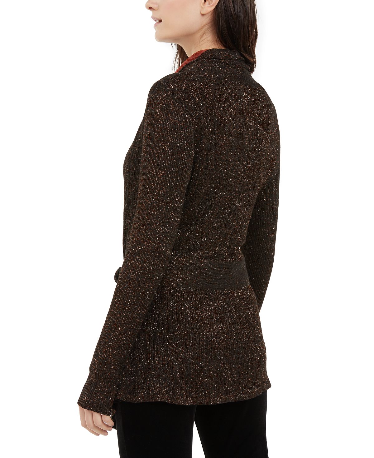 INC International Concepts Women's Metallic Cardigan Brown Size XX-Large