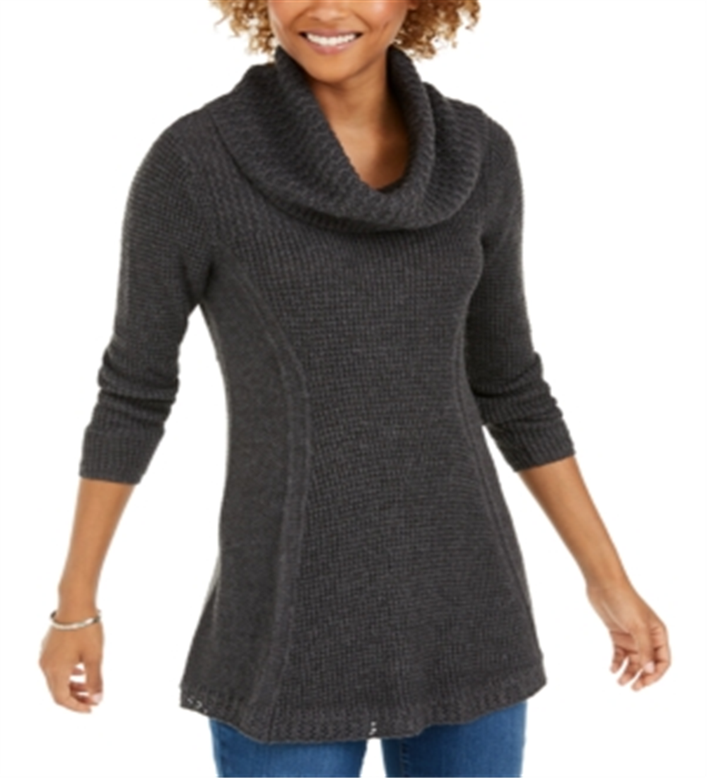 Style & Co Women's Cowlneck Tunic Sweater Gray Size Petite M