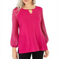 JM Collection Women's Puff Sleeve Top Pink Size Small