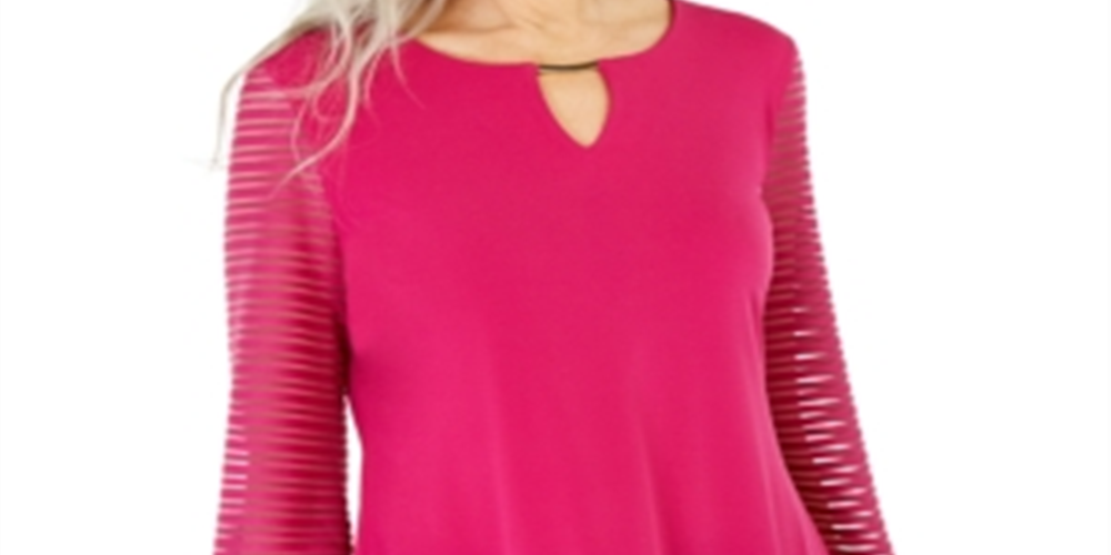 JM Collection Women's Puff Sleeve Top Pink Size Small
