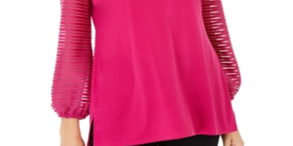 JM Collection Women's Puff Sleeve Top Pink Size Small