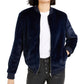 Bar III Women's Faux Fur Bomber Jacket Blue Size-XXS