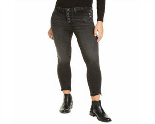 Vigoss Jeans Women's Marley Exposed Button Skinny Jeans Black Size 24