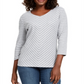 Karen Scott Women's Striped Top Gray Size Petite Small