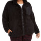 Calvin Klein Women's Mock Neck Sherpa Jacket Black Size 3X