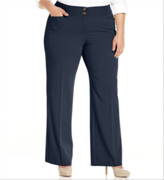 Alfani Women's Plus Curvy Fit Slimming Bootcut Pants Blue Size 16