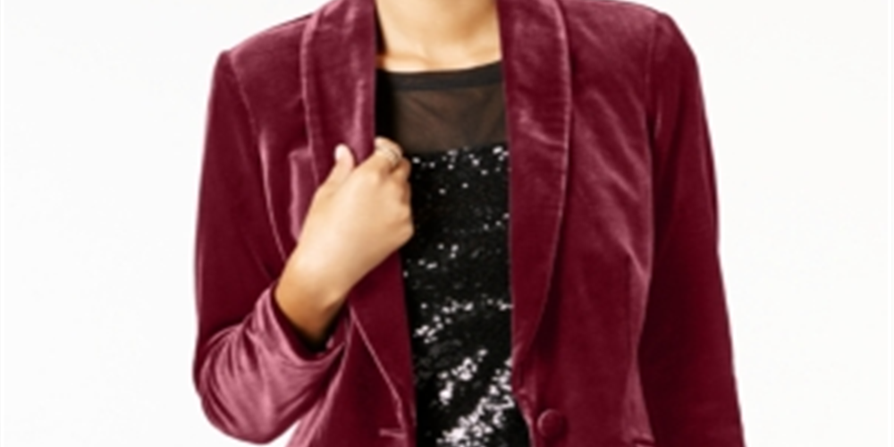 INC International Concepts Women's Velvet Blazer Brown Size L