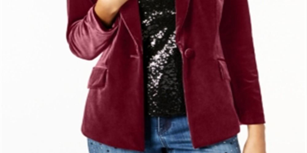 INC International Concepts Women's Velvet Blazer Brown Size L