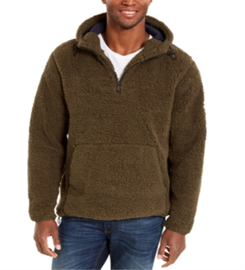DKNY Men's Sherpa Quarter Zip Sweater Green Size XX-Large