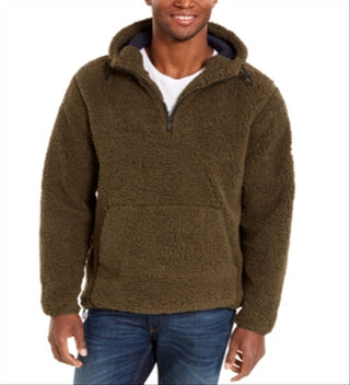 DKNY Men's Sherpa Quarter Zip Sweater Green Size XX-Large