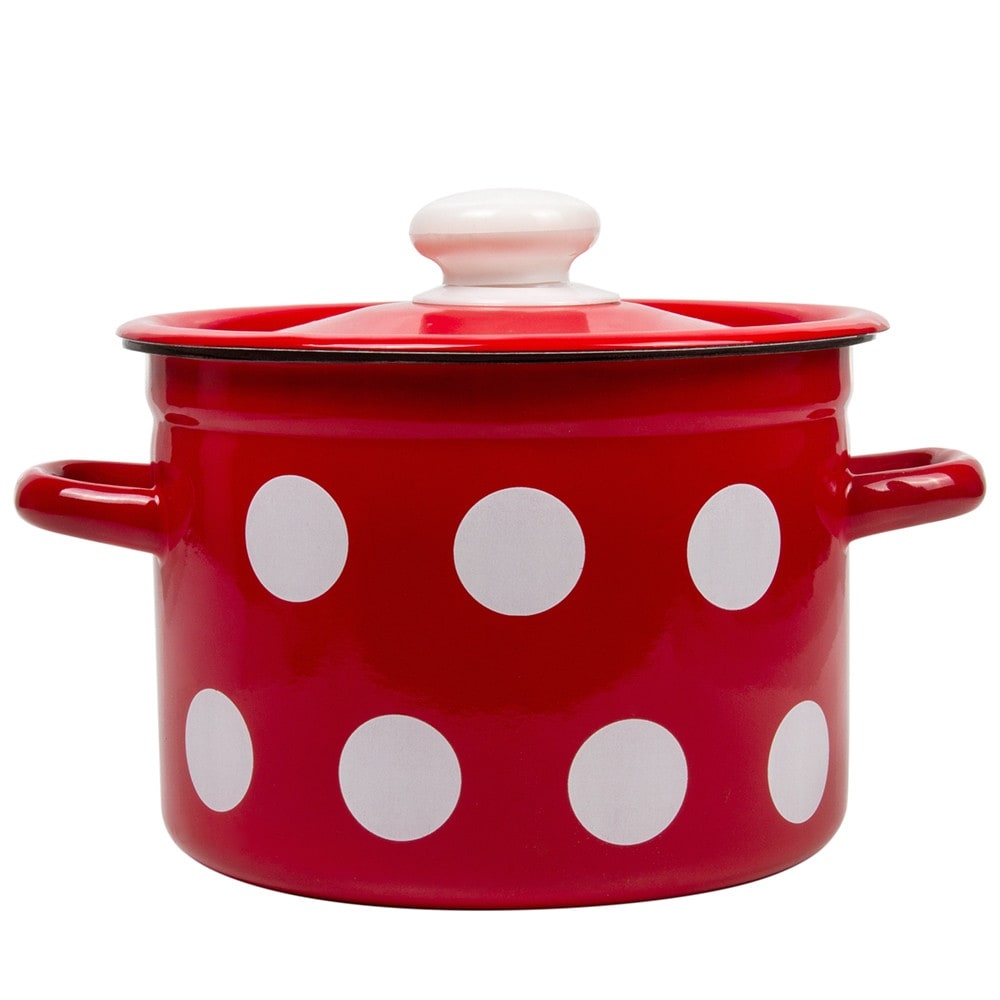 STP Goods 48qt Red White Polkadot Enamel on Steel Pot