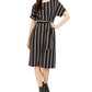 Alfani Women's Striped Tie Waist Dress Black Size Petite Large