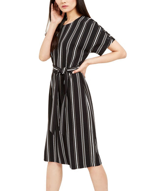 Alfani Women's Striped Tie Waist Dress Black Size Petite Large