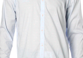 Ryan Seacrest Distinction Men's Cotton Collared Button Down Shirt Blue Size 17/5 36-37