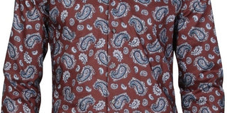 Bar III Men's Max Cotton Paisley Dress Shirt Burgundy Size S