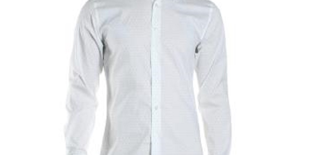 ALFANI Men's White Geometric Collared Slim Fit Dress Shirt White Size Large