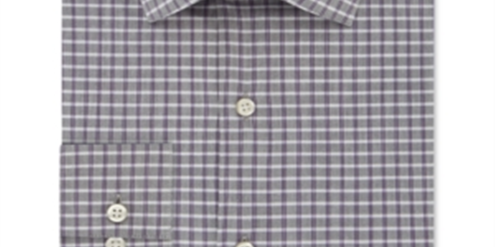Van Heusen Men's Classic Regular Fit Flex Collar Stretch Check Dress Shirt Grey Size XL