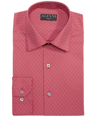 Alfani Men's Patterned Collared Dress Shirt  Red Size 15.5X32-33