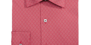 Alfani Men's Patterned Collared Dress Shirt  Red Size 15.5X32-33