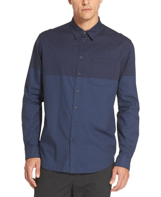 Dkny Men's Two Tone Gingham Shirt Blue Size Small