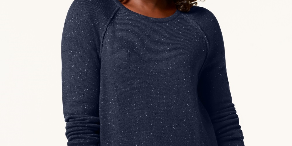 Karen Scott Women's Curved Hem Sweater Navy Size XX-Large