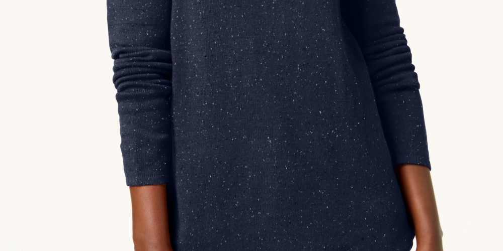 Karen Scott Women's Curved Hem Sweater Navy Size XX-Large