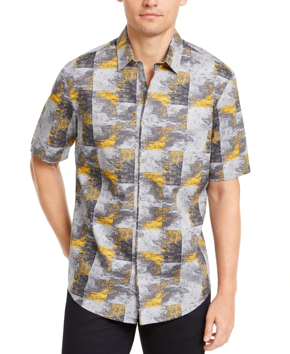 Alfani Men's Printed Shirt Gray Size XXX-Large