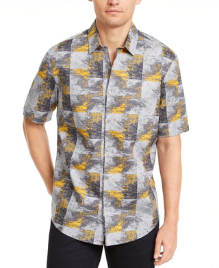 Alfani Men's Printed Shirt Gray Size XXX-Large