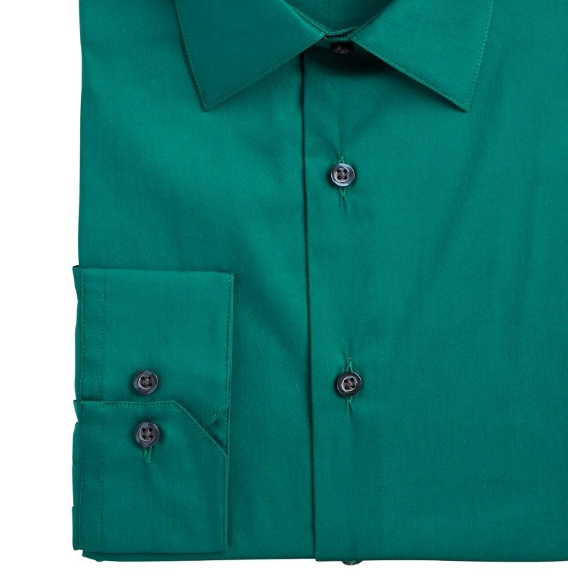 Alfani Men's Slim Fit Performance Stretch Easy Care Solid Dress Shirt Green Size 15.5x34-35
