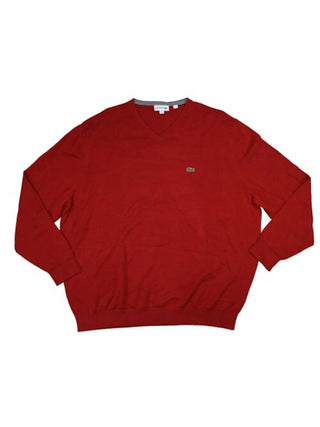 Lacoste Men's V Neck Sweater Red Size 3XL
