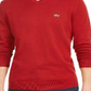 Lacoste Men's V Neck Sweater Red Size 3XL