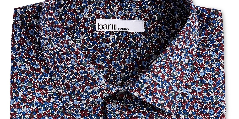 Bar III Men's Collared Dress Shirt Blue Size 14.5X 32X33