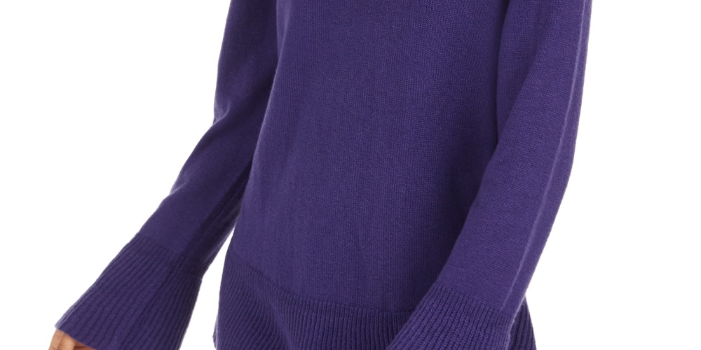 Style & Co Women's Ruffle Hem Knit Sweater Purple Size Small