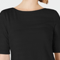 Charter Club Women's Cotton Texture Striped Elbow Sleeve Top Black Size X-Large