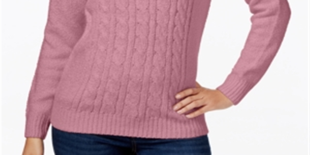 Karen Scott Women's Cable Knit Sweater Mellow Rose Size Petite XL