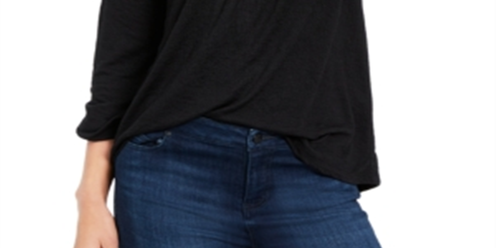 Style & Co Women's Lace Shoulder Top Black Size Petite XL