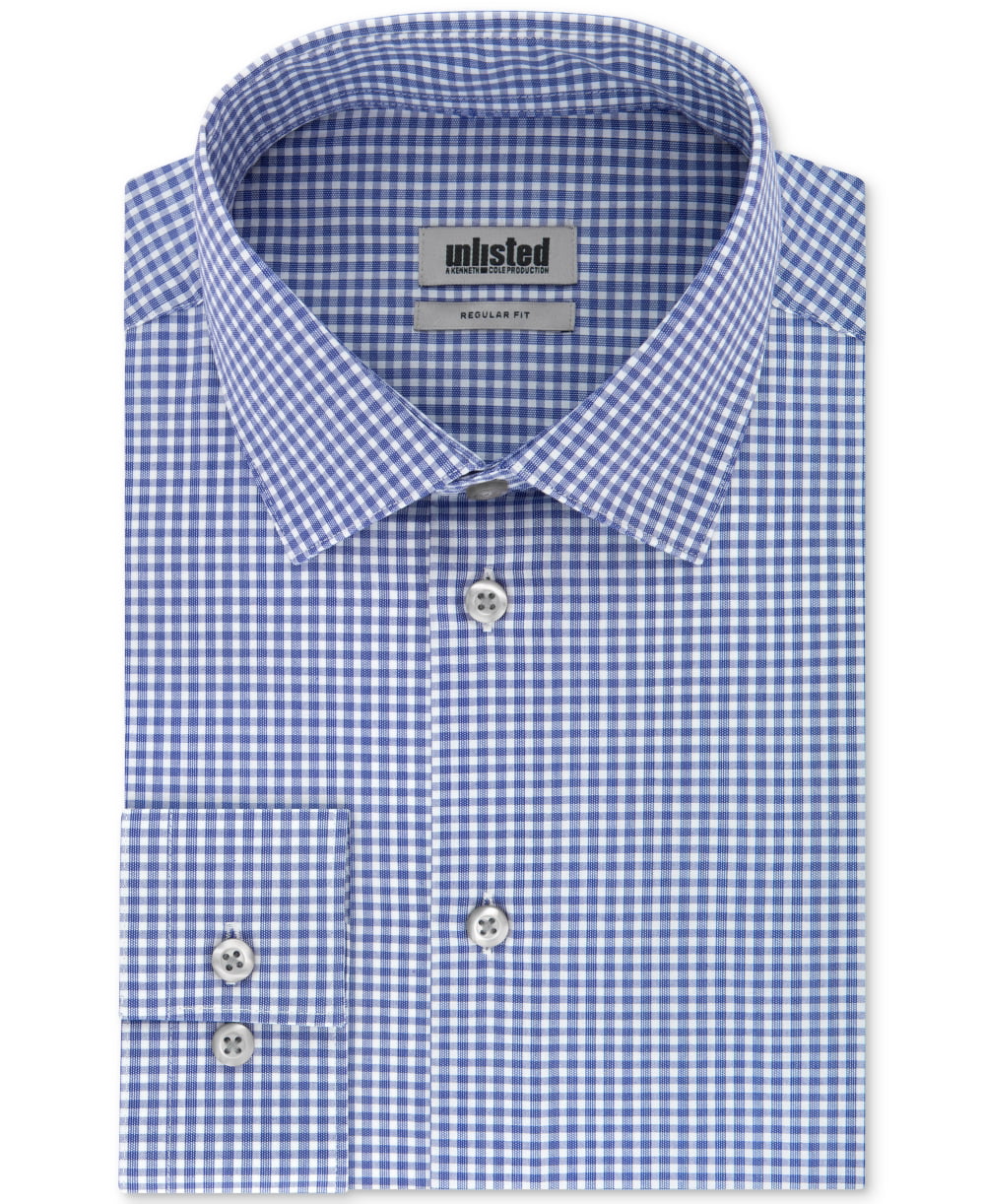 Kenneth Cole Men's Check Machine Wash Dress Shirt Blue Size 18 18/5