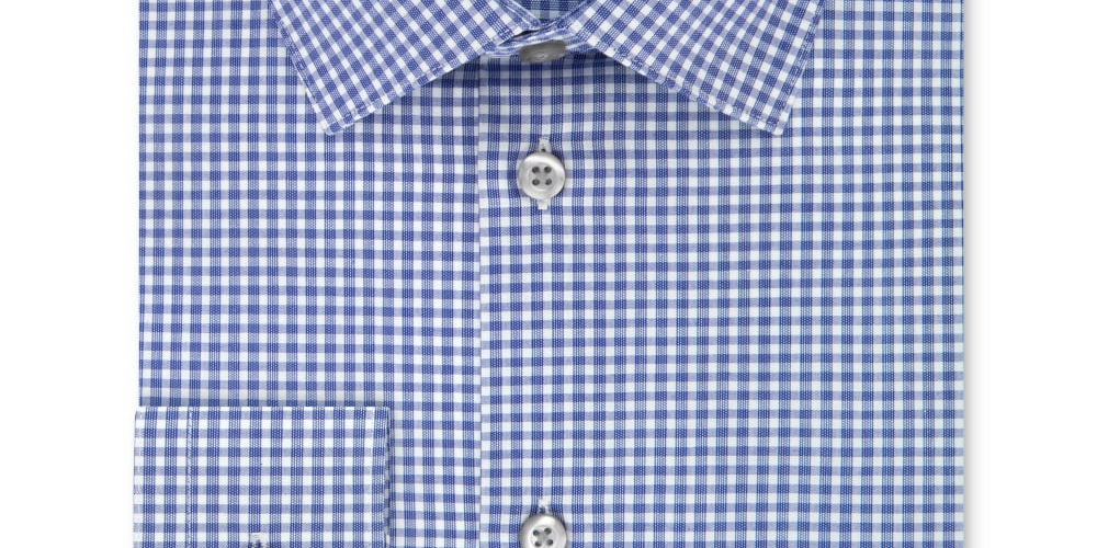 Kenneth Cole Men's Check Machine Wash Dress Shirt Blue Size 18 18/5
